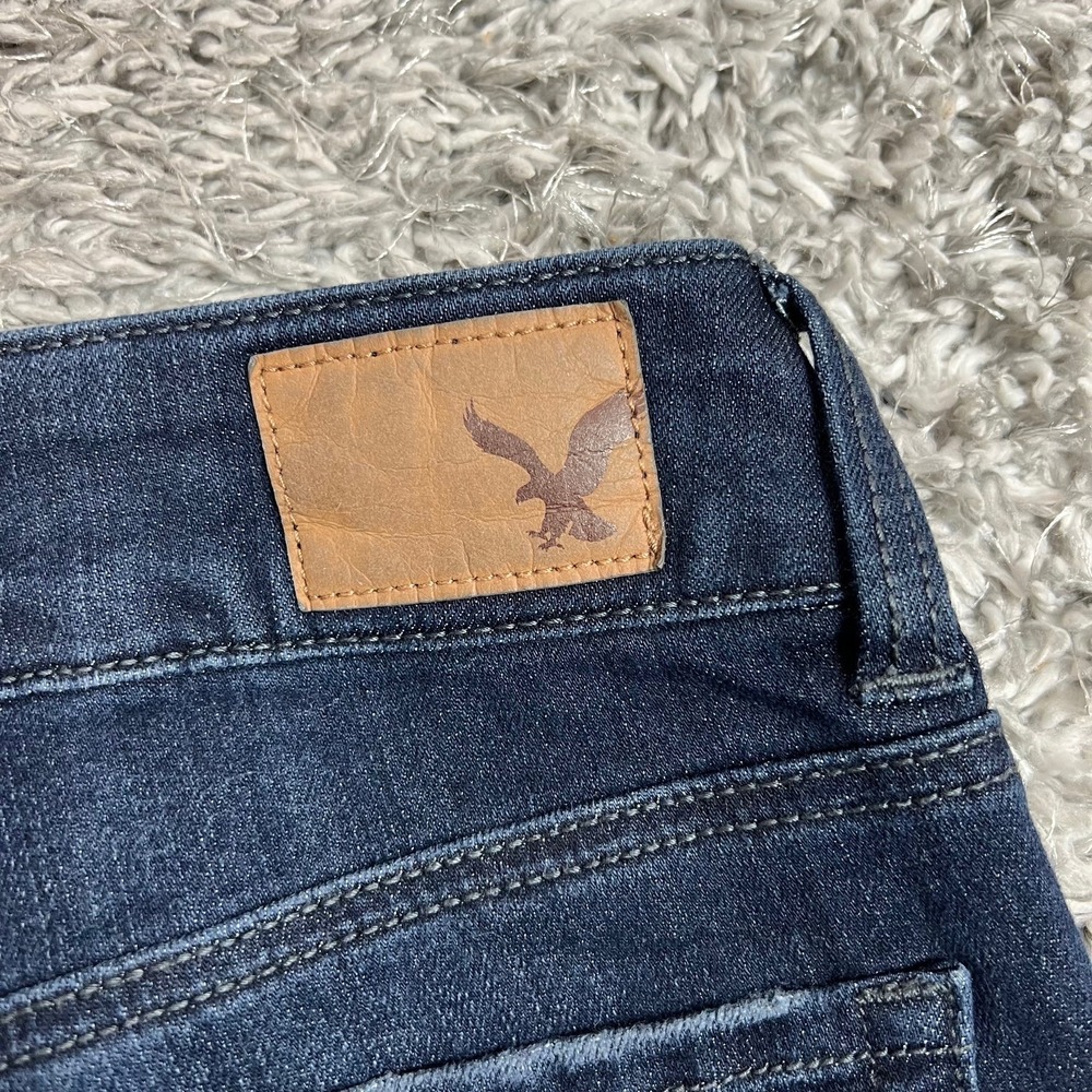 American Eagle Artist Flare AEO Denim Stretch Low Rise Jeans Y2K Women 10 Short - Picture 4 of 12